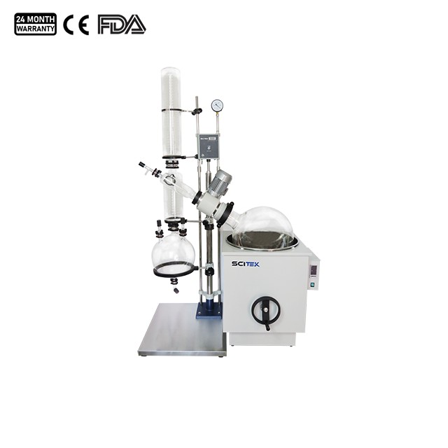 المبخر الدوار، مع مكبس على قارورة الاستقبال